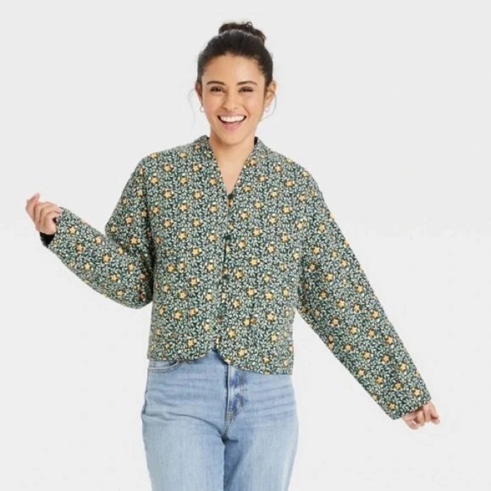 Universal Thread Green Floral Chore Coat